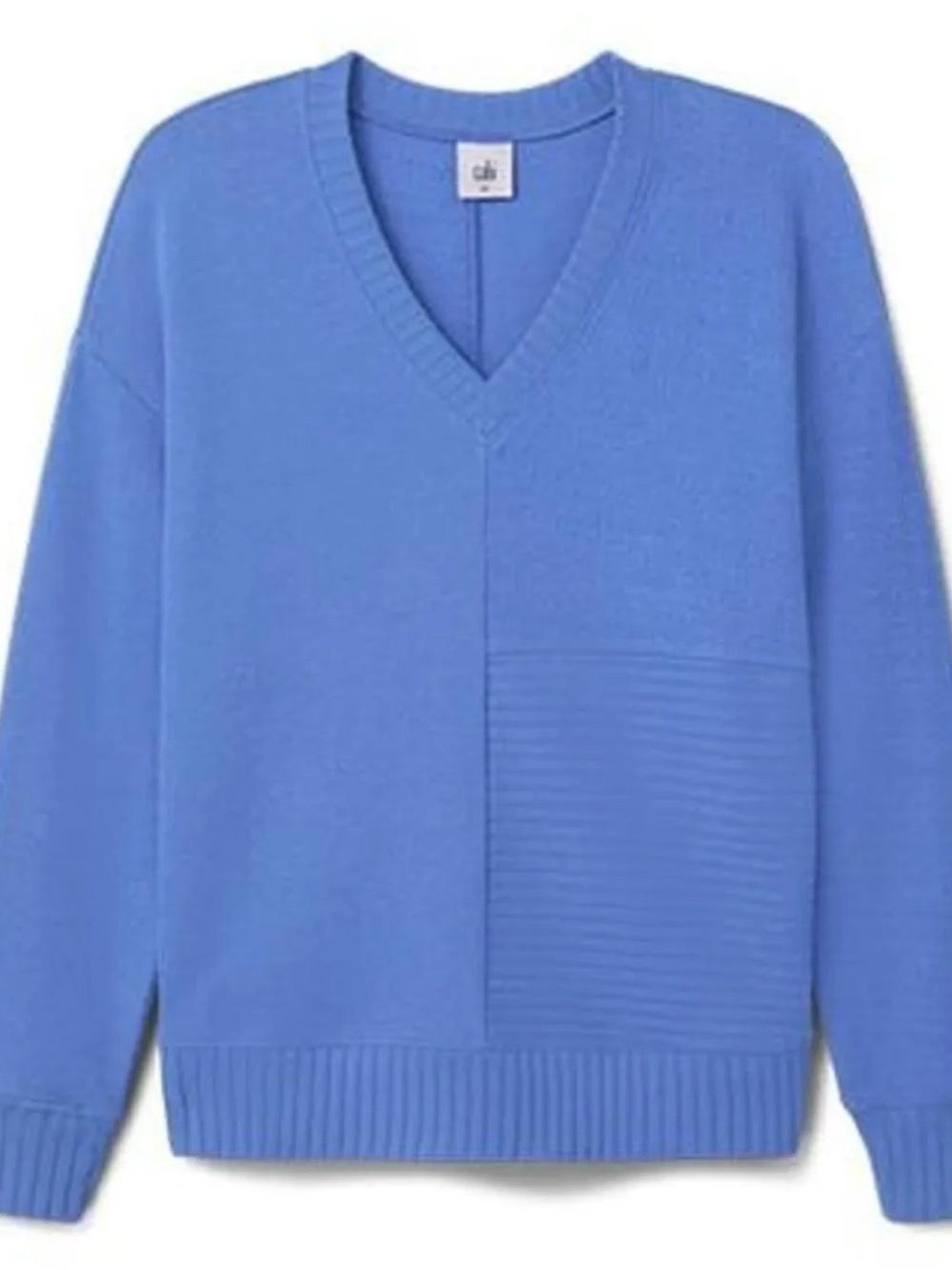 Cabi Skipper V-Neck Textured Sweater Blue Medium NWOT #6739